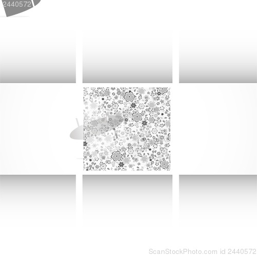Image of Abstract Nature Pattern with plants, flowers. Monochrome