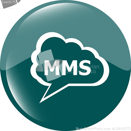 Image of mms blue circle glossy web icon on white background