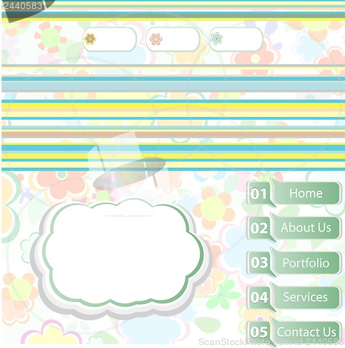 Image of elegant modern website template with beautiful floral background