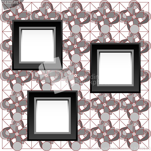 Image of Square simple blank white photo frame on wall