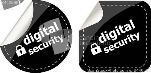 Image of digital security black stickers label tag set