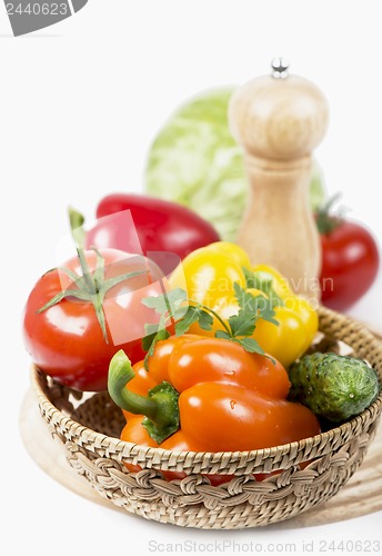 Image of fresh vegetables on the white background
