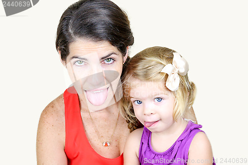 Image of Mother And Daughter Making Silly Faces