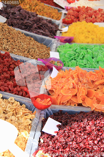 Image of Candied fruit at a market stall