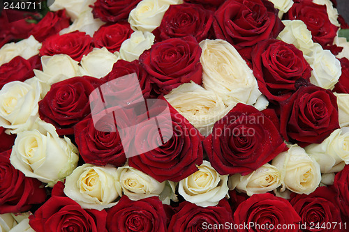 Image of Wedding centerpiece in red and white