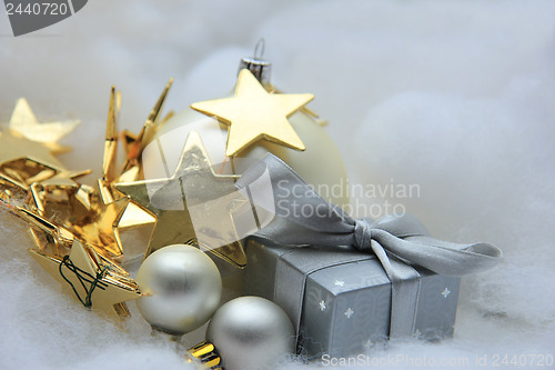 Image of Christmas gift and decorations