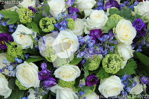 Image of Wedding arrangement in white and blue