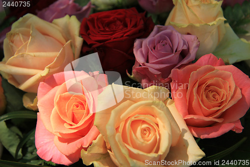 Image of Pastel roses in bridal arrangement