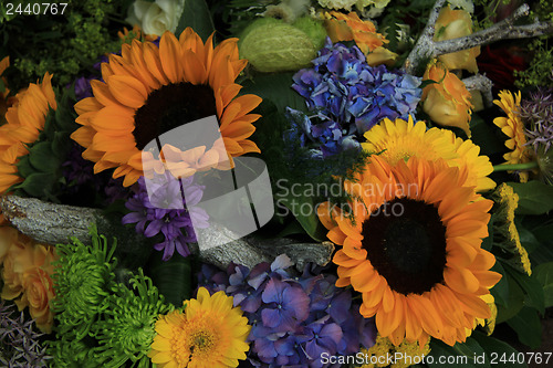 Image of Sunflowers in a wedding arrangement