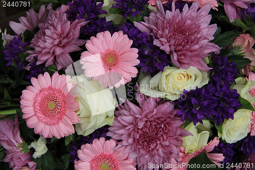 Image of pink gerberas and white roses - wedding flowers