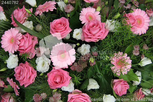 Image of Gerberas and roses, pink bridal flowers