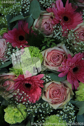 Image of Pink and green wedding flowers