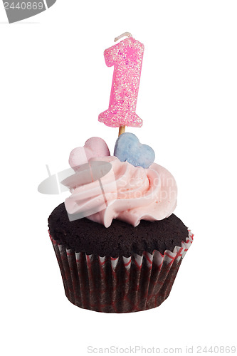 Image of Mini cupcake with number one candle