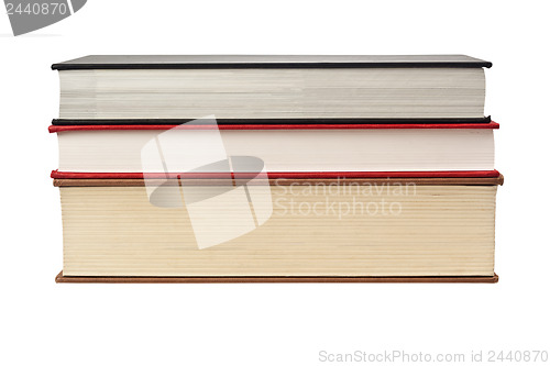 Image of Fore edge of stack of three books