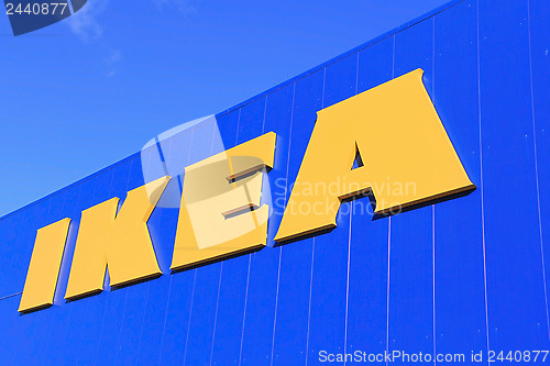 Image of Sign IKEA on Store Wall with Blue Sky