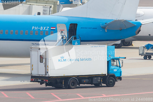 Image of AMSTERDAM - SEPTEMBER 6: KLM plane is being loaded at Schiphol A