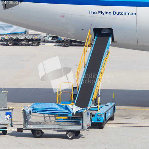 Image of AMSTERDAM - SEPTEMBER 6: KLM plane is being loaded at Schiphol A