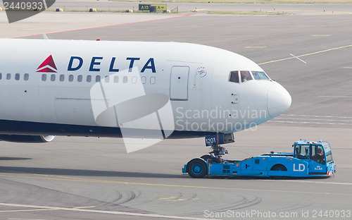 Image of AMSTERDAM - SEPTEMBER 6: Delta Airlines plane at Schiphol Airpor