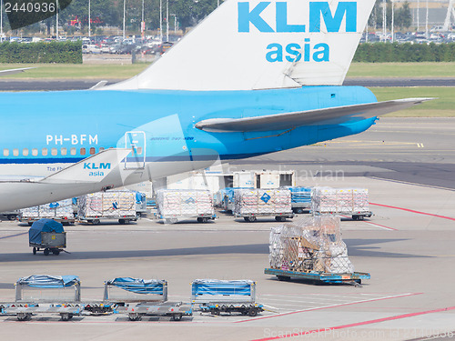 Image of AMSTERDAM - SEPTEMBER 6: KLM plane is being loaded at Schiphol A