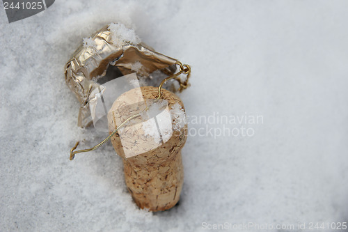 Image of Champagne cork in the snow