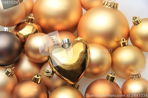 Image of christmas ornaments: 50 shades of gold