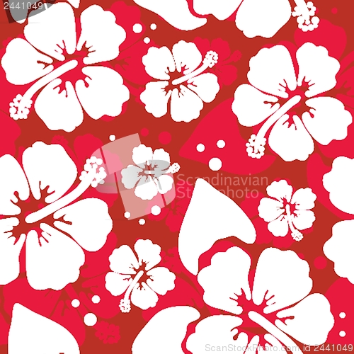 Image of Seamless pattern with hawaiian hibiscus flower