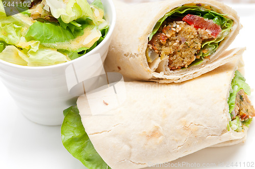 Image of falafel pita bread roll wrap sandwich