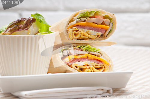 Image of club sandwich pita bread roll