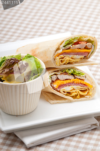 Image of club sandwich pita bread roll