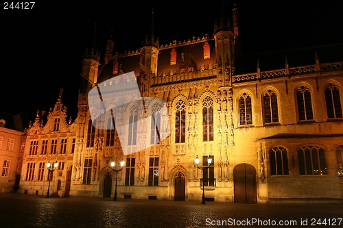 Image of Bruges: cityhall by night