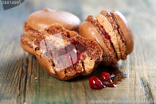 Image of Almond cake with chocolate-berry filling.