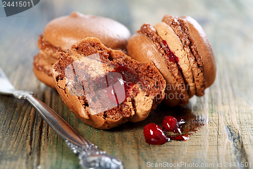 Image of Macaroons with chocolate-berry filling.