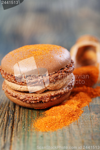 Image of Almond cake filled with chocolate and chili powder. 