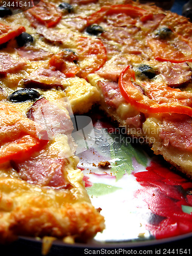 Image of tasty appetizing pizza on the plate