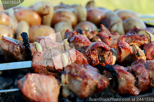 Image of appetizing barbecue on the smoke