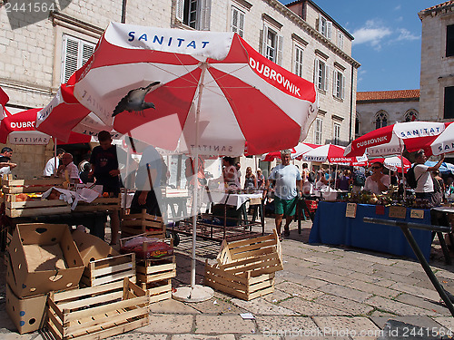 Image of Dubrovnik, Croatia, august 2013, historic town marketplace