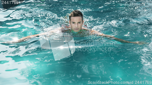 Image of young man swimming