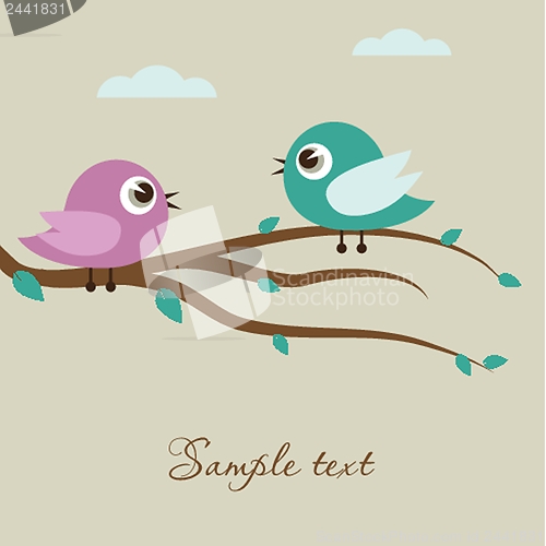 Image of Cute birds on the tree branch
