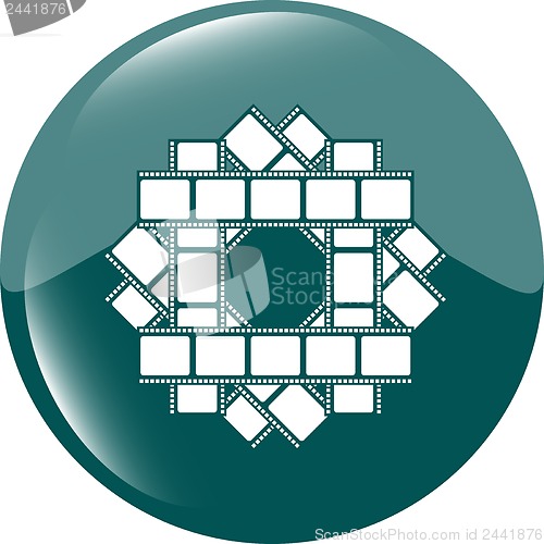 Image of film strip set green glossy web icon button