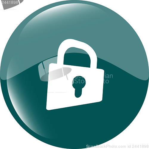 Image of Padlock icon web sign. Rounded web app button