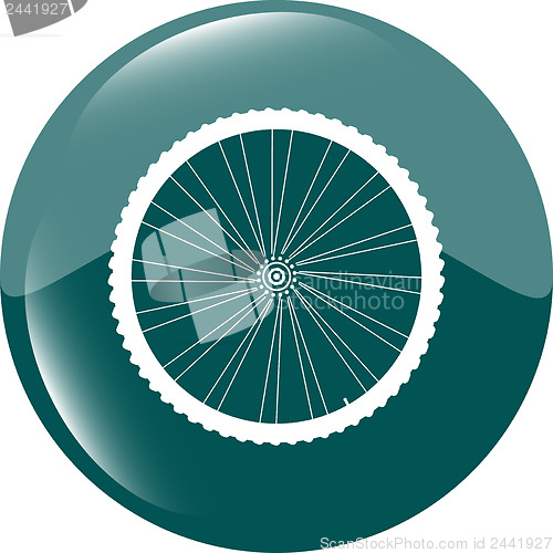 Image of bike wheels green square glossy web icon button