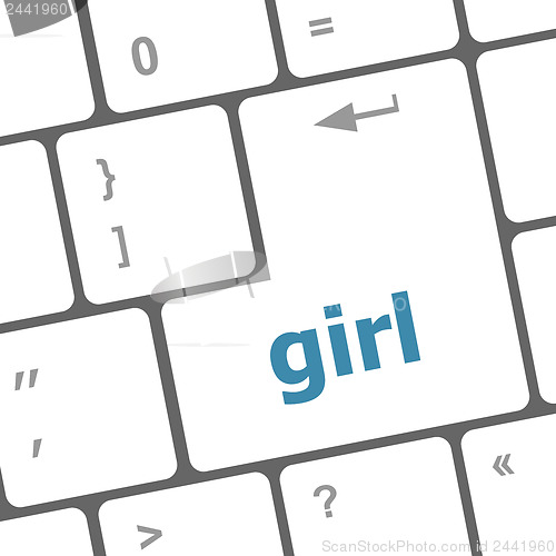 Image of computer keyboard key button - girl