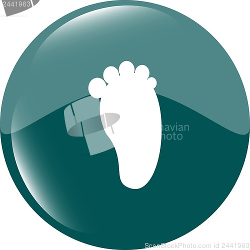 Image of footprint people circle web glossy button icon