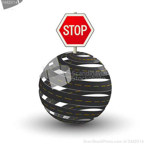 Image of 3D roads and stop sign