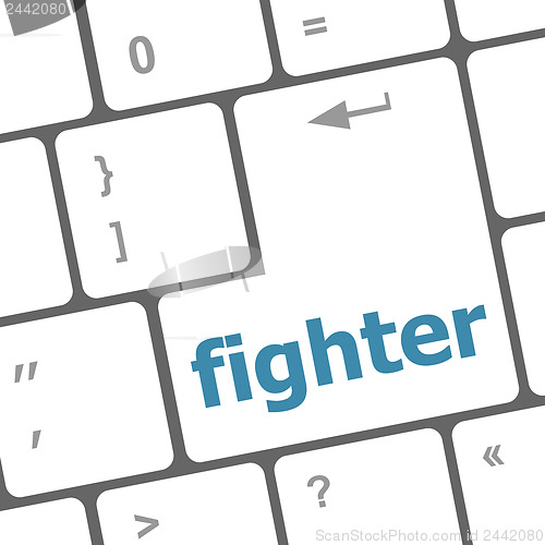 Image of fighter button on computer pc keyboard key