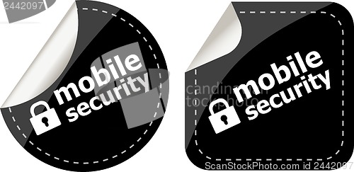 Image of mobile security black stickers label tag set