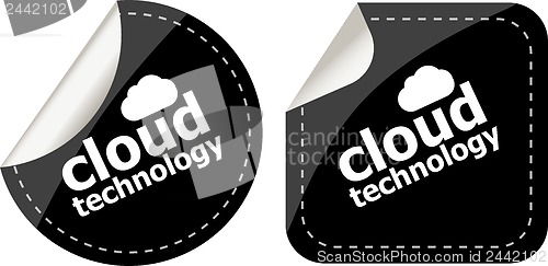 Image of Cloud technology icon, label stickers set