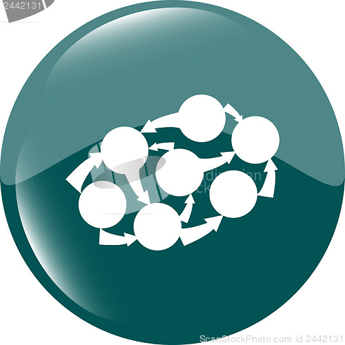 Image of Graph Icon on Round Black Button Collection Original Illustration