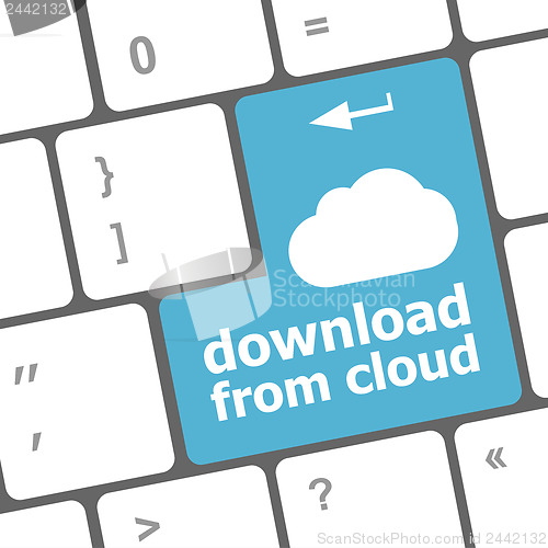 Image of download from cloud, computer keyboard for cloud computing