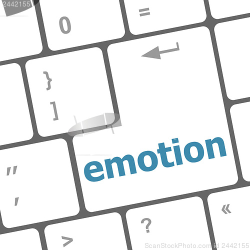Image of Computer keyboard with emotion key - business concept